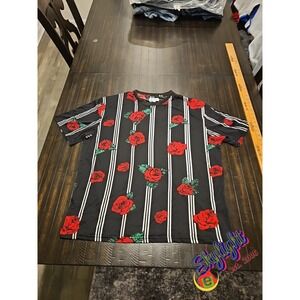 Fresh Mens Black Prints of Bel Air Floral Roses T Shirt Size 2xL